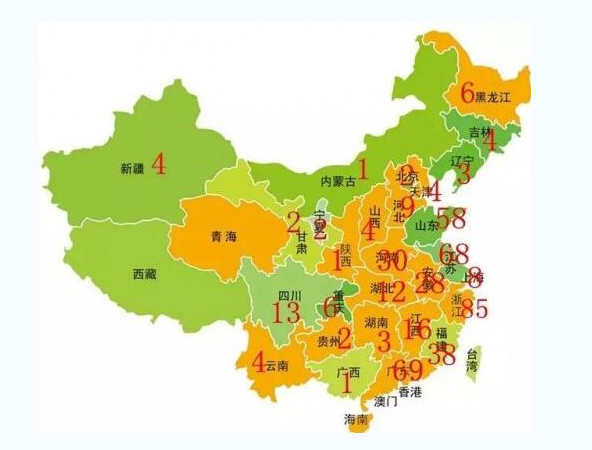 全國“老賴”紙箱、彩箱廠分布圖
